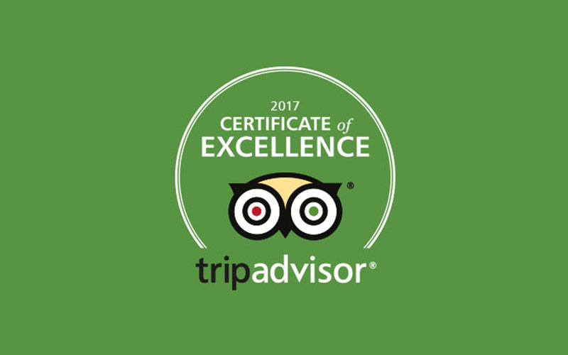 2017 Certificate of Excellence by Trip Advisor